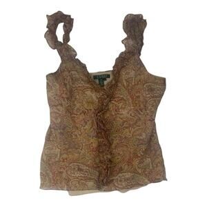 Ralph Lauren Paisley Ruffle Top - Brown